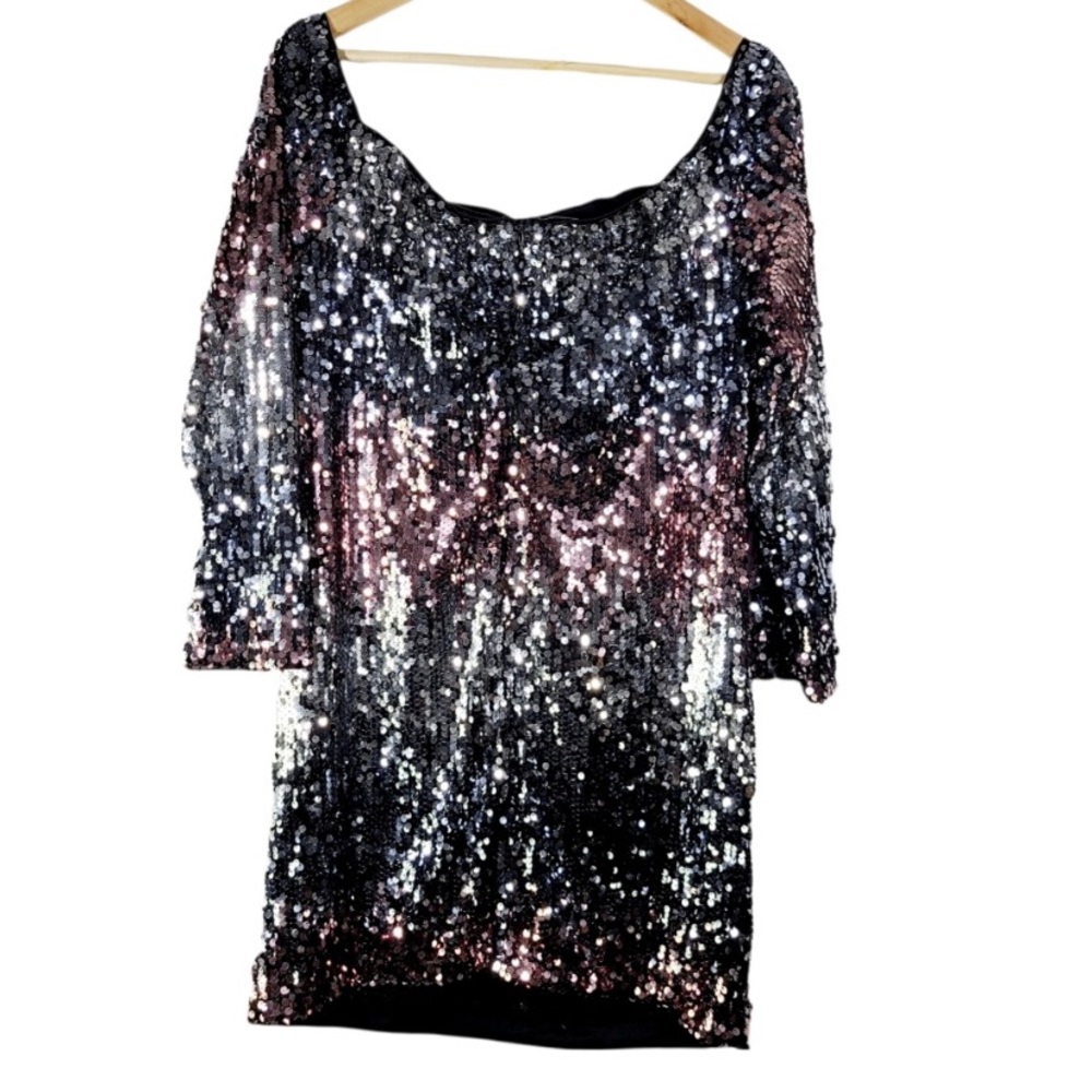 SHEIN Plus Slim Fitted Off Shoulder Sequin Dress 1X